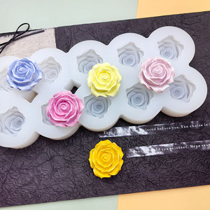 Moule en silicone souple en forme de <span class=keywords><strong>rose</strong></span> à 10 pétales pour chocolat, fondant, bougies, résine et savon - Product Image 2