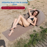 Tapis de plage gonflable portable, écologique, en PVC épais et polaire, pour bronzer, pliable, pour une personne, tapis de couchage, tapis de sol