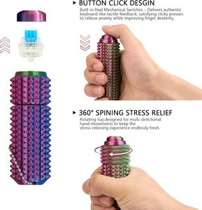 Nút bấm, <span class=keywords><strong>Spinners</strong></span>, ít ouchies đau Stim Fidget Đồ chơi có gai cho người lớn với móc khóa, thiết kế 3 trong 1 để giảm căng thẳng - Product Image 4