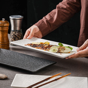 <span class=keywords><strong>Plateau</strong></span> <span class=keywords><strong>de</strong></span> service rectangulaire en porcelaine <span class=keywords><strong>de</strong></span> style Japandi, écologique, noir et blanc, pour restaurant - Vaisselle - Product Image 3