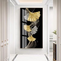 Décoration d'entrée moderne, peinture abstraite en cristal et porcelaine de luxe, plume, décoration murale pour salon, décoration de la maison