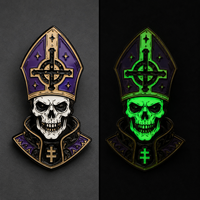 En gros, Pin's de revers en métal moulé sous pression, phosphorescent, motifs Sorcière, Spirit, Boule de cristal, Corbeau, Croissant de lune, pour la création de marchandises occultes