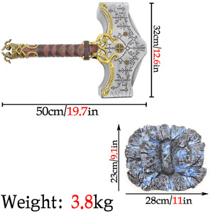 Marteau de Thor Mjolnir God <span class=keywords><strong>of</strong></span> <span class=keywords><strong>War</strong></span> <span class=keywords><strong>Ragnarok</strong></span> de 50 cm, réplique en métal avec runes nordiques, accessoire d'arme pour cosplay Comic Con - Product Image 5