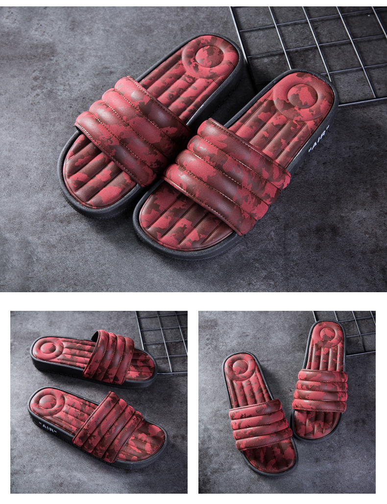 New Camouflage Leather Slippers Air Cushion Anti-slip Outdoor Fashion PVC Slides