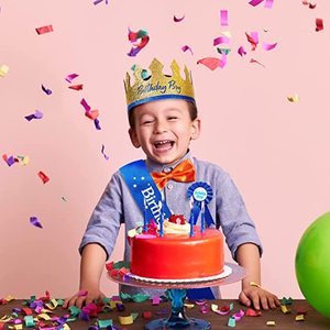 <strong>Birthday</strong> King Boy <strong>Crown</strong> Hat <strong>Birthday</strong> Boy <strong>Sash</strong> <strong>and</strong> Button Pin <strong>Birthday</strong> Party Decorations Dress up Accessories - Product Image 4
