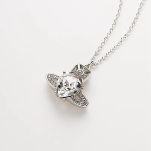 Collar de Corazón con Circones Brillantes Grandes de Lujo Estilo Punk de la Reina Vivienne del Oeste, Elegante Conjunto de Joyería de Moda - Product Image 1