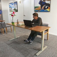 Bureau de travail écologique, table de bureau en bambou, table réglable en hauteur, cadre électrique réglable, bureau incurvé