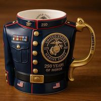 Mug en résine du 250e anniversaire du Corps des Marines des États-Unis - Chope en forme d'uniforme 3D - Fabrication artisanale, OEM personnalisé, vente en gros directe usine