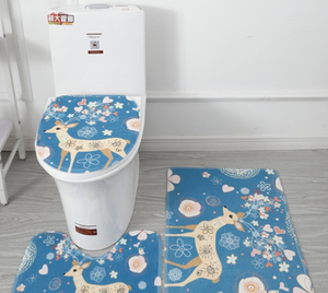 Alfombra de baño estampada, juego de tres piezas <span class=keywords><strong>para</strong></span> baño, alfombra de baño absorbente, alfombra de franela impermeable antideslizante, almohadilla adhesiva <span class=keywords><strong>para</strong></span> pies - Product Image 3