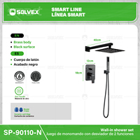 Set Shower Dinding SOLVEX Timur Tengah dengan Kepala Shower Persegi 8 inci dari Baja Anti Karat, Set Sistem Shower Tangan, Keran Kamar Mandi