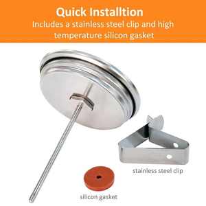 Grande Face Dial Aço Inoxidável Termômetro Impermeável BBQ Grill Kamado Charcoal Temperatura Gauge para Uso Doméstico de Cozinha - Product Image 5