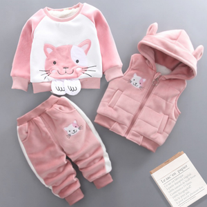 Autunno inverno animale <span class=keywords><strong>3</strong></span> pezzi vestito di cotone per i bambini all'ingrosso 2020 un anno vestiti della neonata Set di abbigliamento per bambini per il calore - Product Image 2