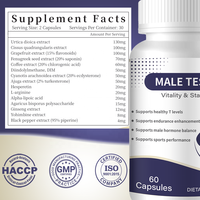 Complément alimentaire pour la vitalité masculine OEM, 15 herbes, soutien énergétique et de l'endurance sportive, capsules, marque privée