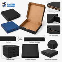Boîte à pizza en carton ondulé écologique de luxe de qualité supérieure, noire mate, avec impression de logo personnalisée, pour les chaînes de restaurants