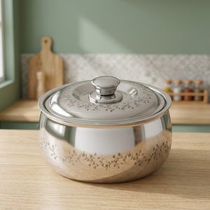 Casserole en acier inoxydable avec couvercle, design moderne rond, durable, compatible gaz et induction, passe au lave-vaisselle - Product Image 5