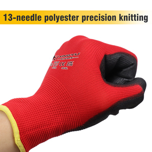 XINGYU Guantes Recubiertos de <span class=keywords><strong>PU</strong></span> <span class=keywords><strong>Pu</strong></span> Palm Fit Gloves13 Calibre Poliéster Tejido <span class=keywords><strong>Pu</strong></span> Guantes de Seguridad Antideslizante Color Rojo Guantes de Trabajo de Seguridad - Product Image 5