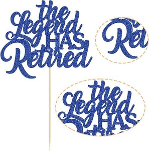 1 ชิ้น ท็อปเปอร์เค้กสีฟ้ากลิตเตอร์ ลาย The Legend Has Retired ตกแต่งเค้ก ขอบคุณสำหรับการเกษียณอย่างมีเกียรติ ลาลาที่มีความเครียด ต้อนรับเงินบำนาญ - Product Image 2