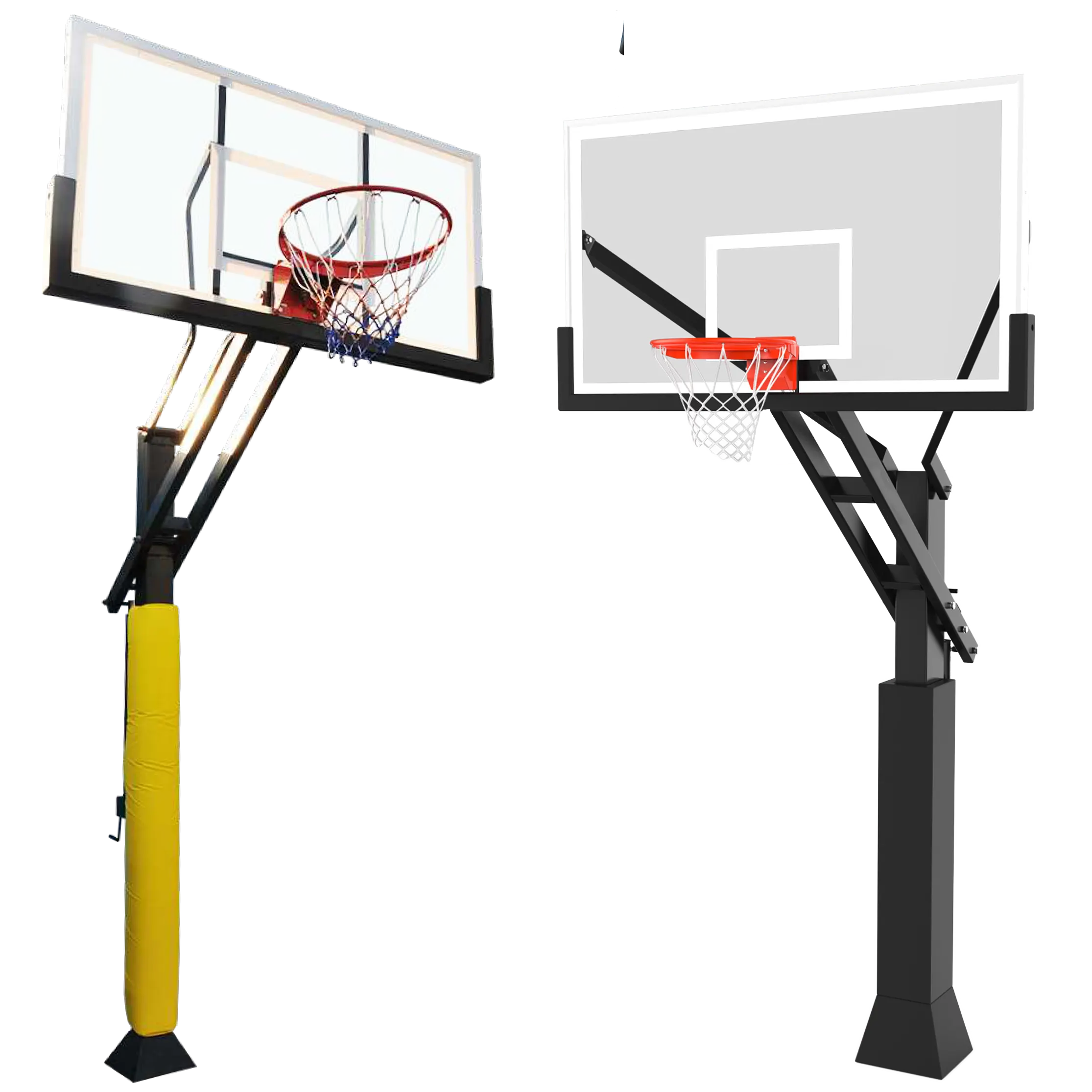 Custom Inground Basketbal Pole Hoogte Verstelbare Basketbal Hoepel Met Dubbele Lente Stelstang