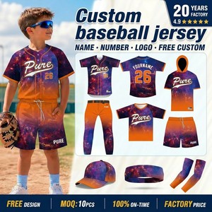 Jersey Baseball OEM Kustom Tim Warna Gradasi Pakaian Olahraga Grosir Jersey Baseball Kustom Desain Garis-garis Seragam Tim Anak-anak - Product Image 1