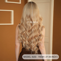 Perruque bouclée extra longue blonde ombrée Mixte Blanc Partie Moyenne Perruque Body Wave super longue Perruque de cheveux en fibre synthétique pour le quotidien 32 pouces