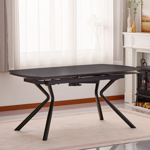 Table à manger extensible à succès en 2025 avec plateau en pierre frittée et pieds en métal thermolaqué, rotation ext. - Product Image 4