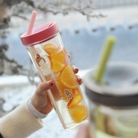 Bouteille d'eau infuseur de fruits 27oz sans BPA, gobelet transparent en Tritan avec couvercle et paille, tasse réutilisable pour infusion de citron, idéale pour la gym et les voyages