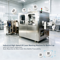 Machine de marquage laser UV haute vitesse pour bouchons de bouteilles avec inspection par vision CCD et rejet automatique |    Traceabilité un code, une bouteille