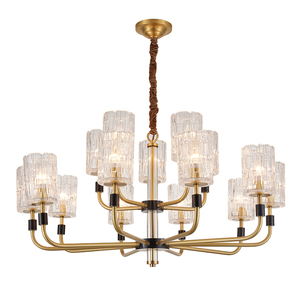 Pour MEEROSEE Moderne Cuivre Or Métal Éclairage 400k3992 Réglable Hauteur Salon Lustre Verre Pendentifs Lustras Élégant - Product Image 1