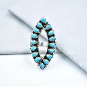 Anillo Ajustable de Plata de Ley con Turquesa Mojave Hecha a Mano, Estilo Vintage Azul para Mujer, Hermoso Regalo de Boda para Mamá, Fiesta - Product Image 1