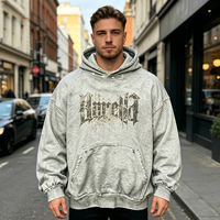 Sweat à capuche zippé épais 500 g/m² pour homme, haute qualité, streetwear automne, effet délavé, bords déchirés, lavage vintage, logo brodé personnalisé