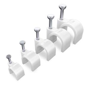 Abrazadera de tubo de PVC, gancho de soporte de tubo de electricista circular de 16/20MM, clavos de <span class=keywords><strong>acero</strong></span> de nailon, Clips de Cable de línea, soporte fijo de pared - Product Image 2