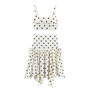 Set Personalizzato Primavera 2026 con Top Corto a Pois e Gonna Midi Asimmetrica per Donne, OEM/ODM da Fabbrica di Abbigliamento Cinese, Set 2 Pezzi - Product Image 1