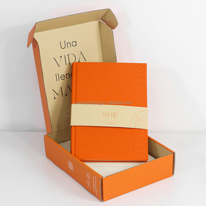 Wholesale Custom Printing Orange Color Linen Dembossed Mindfulness Binder Planner Notebook Set With Belly Band