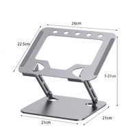 Support de refroidissement pour ordinateur portable en acier au carbone gris à prix abordable, 17 pouces, double bras réglable et pliable avec ventilateur, support pour tablette PC