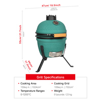 Grill Kamado SEB 13 Pouces, Barbecue Céramique de Fabricants Kamado, Mini Grill à Charbon Asador