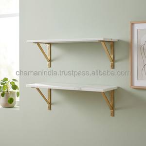 Étagère murale noire écologique non pliable à un seul niveau en marbre et fer pour rangement de pots de fleurs, modèle Chaman India 15611 pour salon - Product Image 2