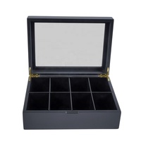 Boîte de rangement en bois, boîte de rangement en bois de luxe personnalisée, couvercle en acrylique, emballage noir, sachet de thé, organisateur de boîtes à thé
