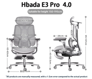 Ghế chơi game, đua xe, văn phòng Hbada E3 PRO 4.0 Structure Master Mesh hiện đại, thiết kế công thái học, có tùy chọn tựa chân - Product Image 5