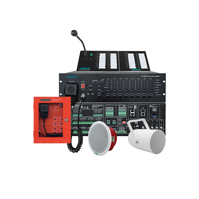 8 Zones Dante EN54 Voice Evacuation Fire Alarm System Amplifier Support Group Remote Paging