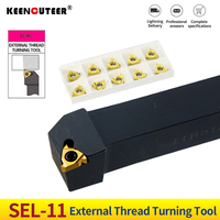 Outil de tournage à filetage externe KEENCUTEER SEL1616H11, queue inversée, compatible avec lame en acier allié 11IR pour tour CNC