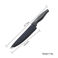 Couteau de cuisine antiadhésif noir, ensemble cadeau 6 pièces avec éplucheur et manche de transfert d'eau