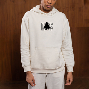 Sweat à capuche pour homme blanc cassé, coupe décontractée, 100 % coton 380 g/m², anti-rétrécissement, avec impression personnalisée en relief, idéal pour l'entraînement - Product Image 3