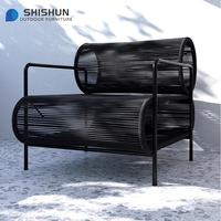 Canapé d'extérieur en corde tissé imperméable pour villa, terrasse, balcon, café, thé au lait, loisirs, chaise simple