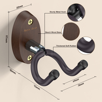 Factory Wholesale Dark Brown Wood Guitar Wall Hanger Hooks Non-Slip Adjustable Stand Wall Stringed Instruments Parts Accessories