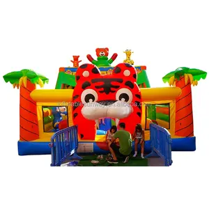 Lớn Safari trượt Tiger bouncy trẻ em ngoài trời brincolines inflables Đảng Jumper thư bị trả lại nhà lâu đài nhảy trượt bơm hơi