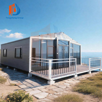 Maison préfabriquée de luxe extensible en conteneur, maison préfabriquée en béton, maison préfabriquée extensible en conteneur de 40 pieds