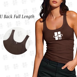 Camiseta sin mangas deportiva con logo bordado personalizado, cuello redondo, acanalada, de algodón, suave, ecológica, de alta calidad, 180g, para <span class=keywords><strong>mujer</strong></span> - Product Image 3