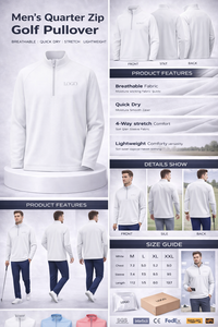 Pull de golf personnalisé pour fabricant de vêtements, séchage rapide, extensible dans les 4 sens, tricoté, demi-zip, sweat-shirt 1/2 zip - Product Image 3