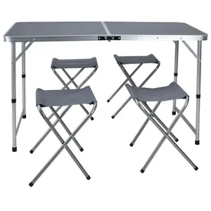 Kamp piknik parti hafif alüminyum katlanır Metal Bistro masa ve sandalye seti yemek masaları ile 4 sandalyeler