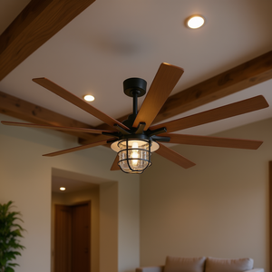 Ventilateur de plafond LED moderne de 66 pouces, 8 pales, moteur DC, télécommande, lumière 2700K blanc chaud, salon - Product Image 2